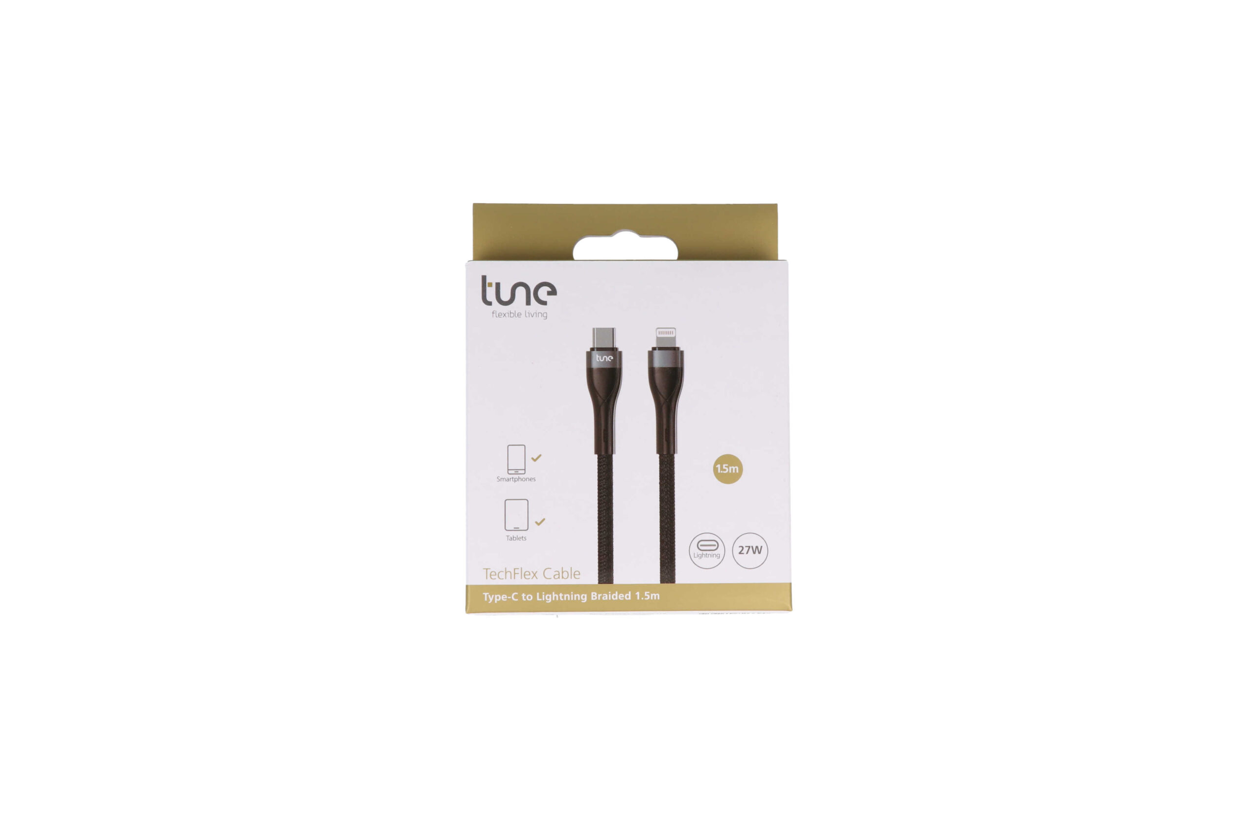 Tune TechFlex Type-C to Lightning Braided Cable 1.5m Black